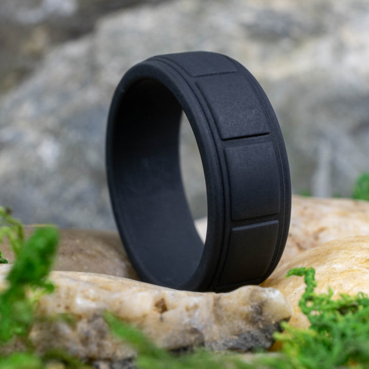 Silicone Black Activity Band / Square Design - 8mm