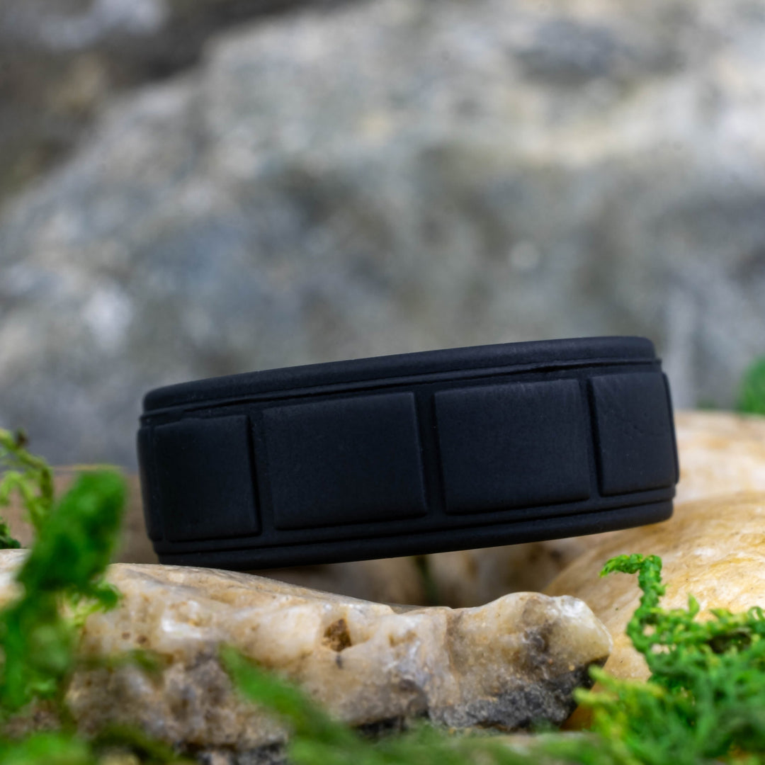 Silicone Black Activity Band / Square Design - 8mm