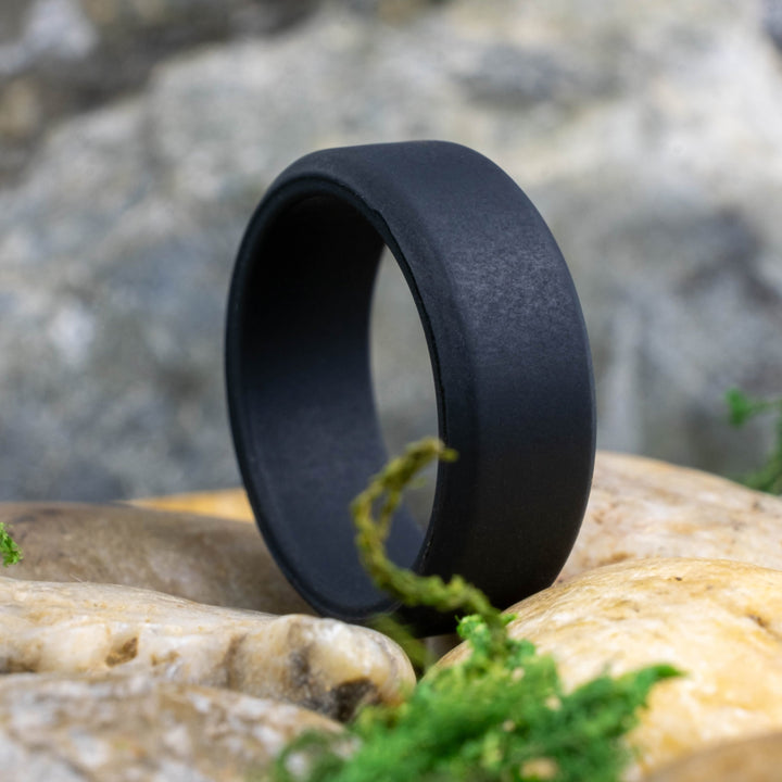 Silicone Black Activity Band / Beveled Edge - 8mm