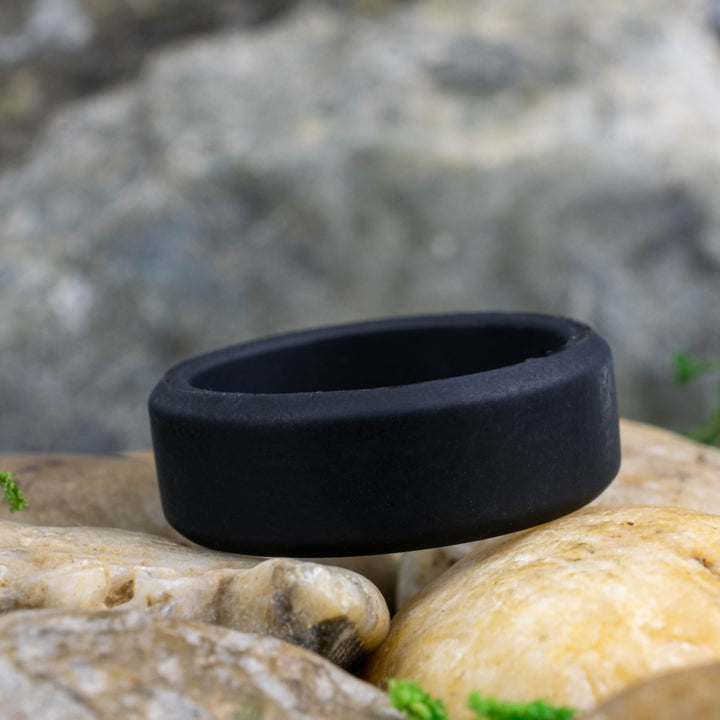 Silicone Black Activity Band / Beveled Edge - 8mm