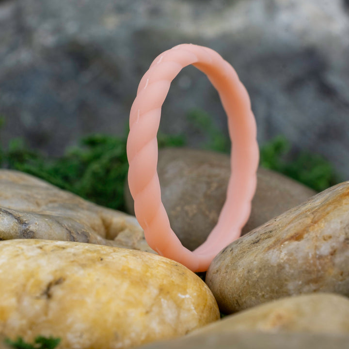 Silicone Peachy Pink Rope Activity Band - 2mm