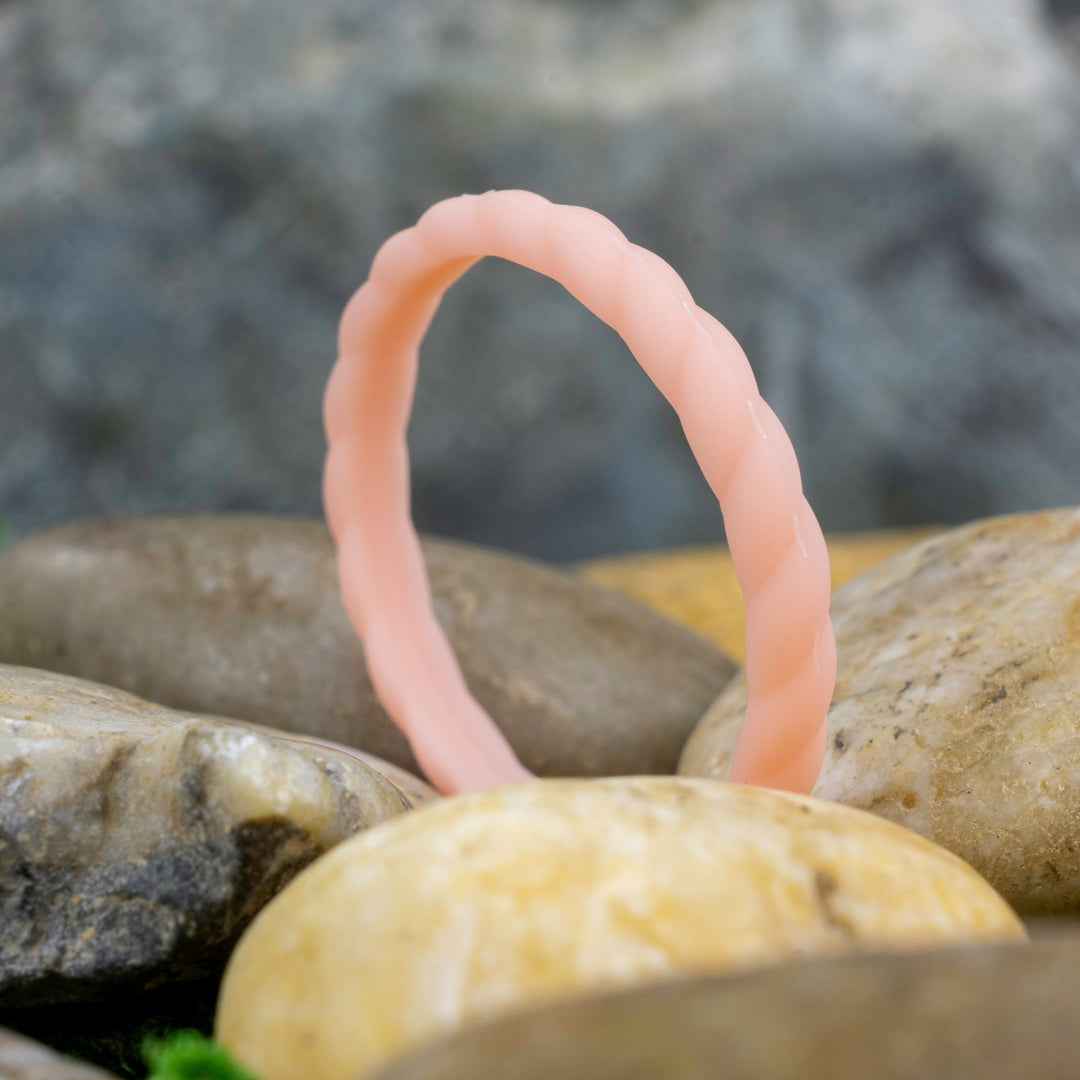 Silicone Peachy Pink Rope Activity Band - 2mm