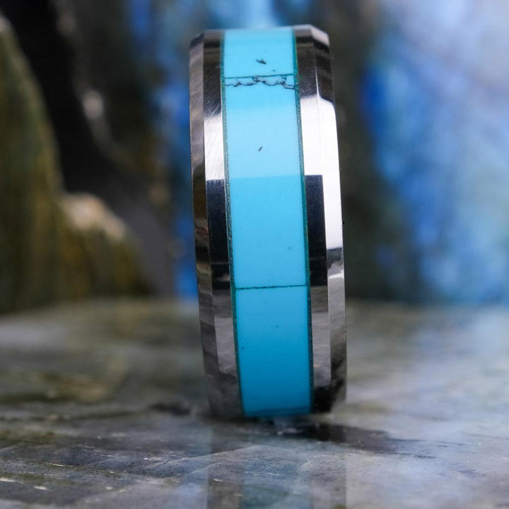 Turquoise Inlay / High Polished Silver - 8mm