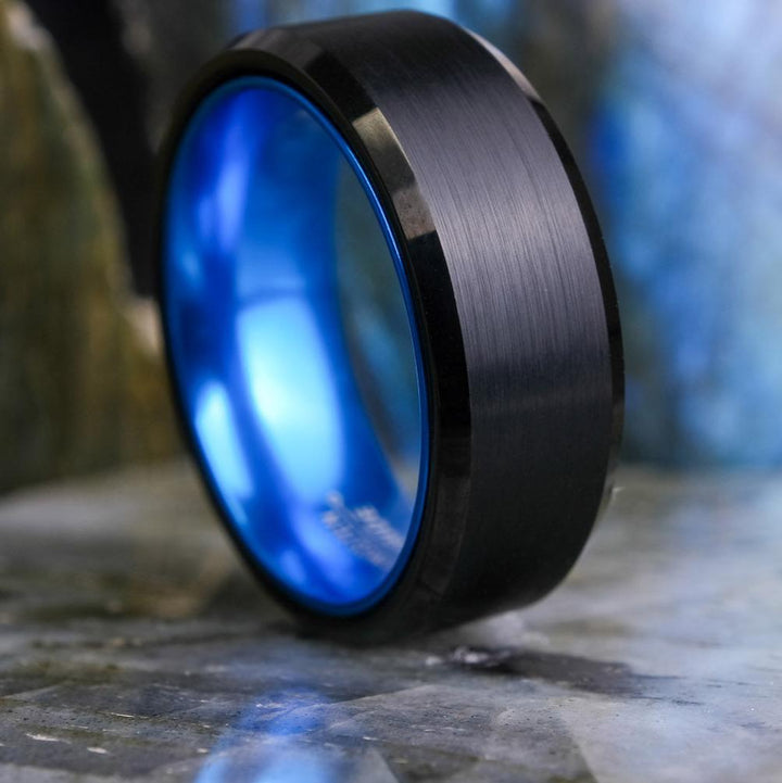 Black Brushed / Polished Blue Interior - 8mm