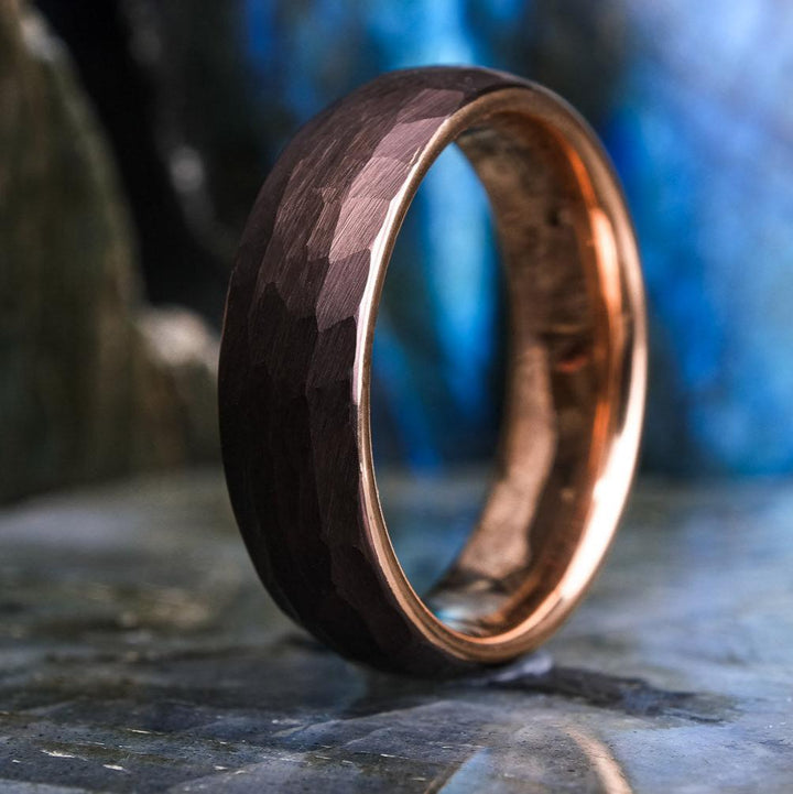 Mocha Brown Hammered / Rose Gold - 6mm