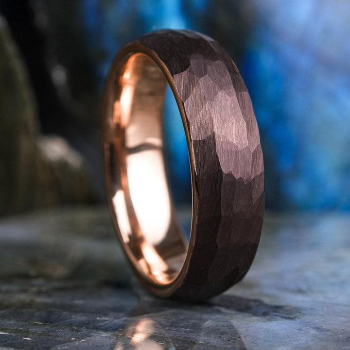 Mocha Brown Hammered / Rose Gold - 6mm