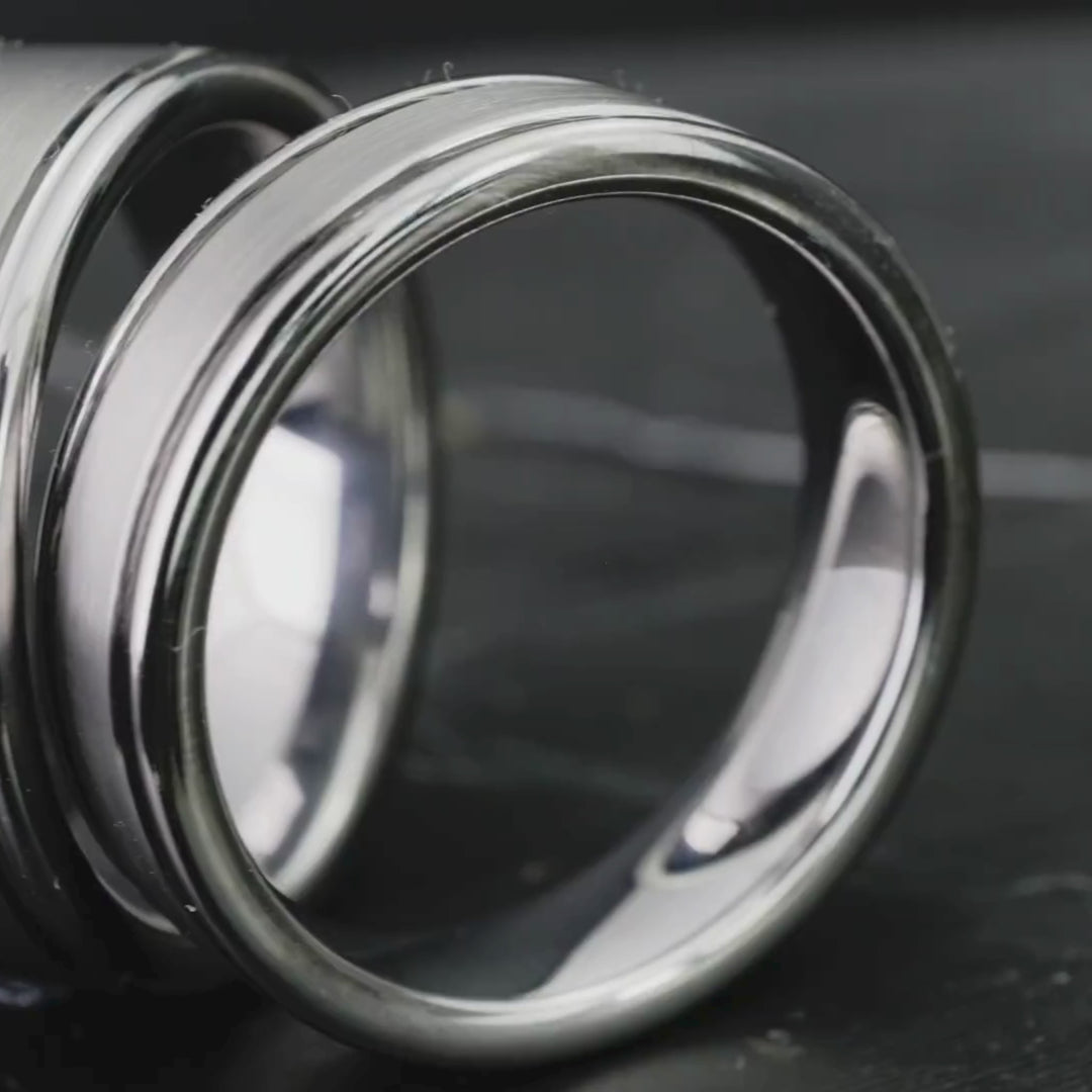 His & Hers Silver Polished Edge Set | 6mm + 8mm