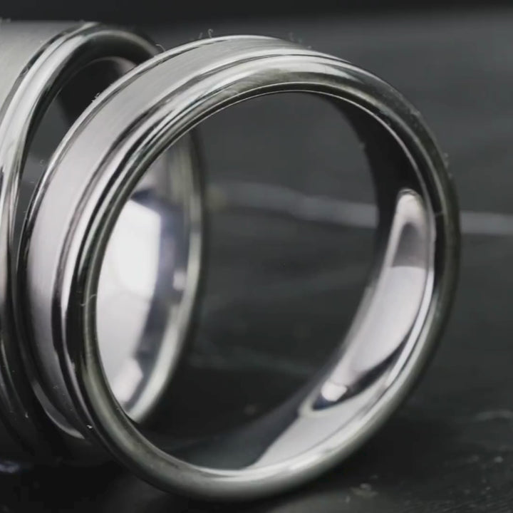 His & Hers Silver Polished Edge Set | 6mm + 8mm