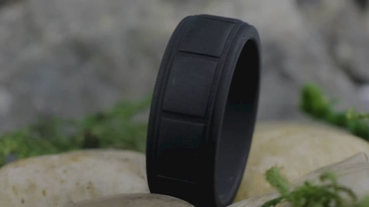 Silicone Black Activity Band / Square Design - 8mm