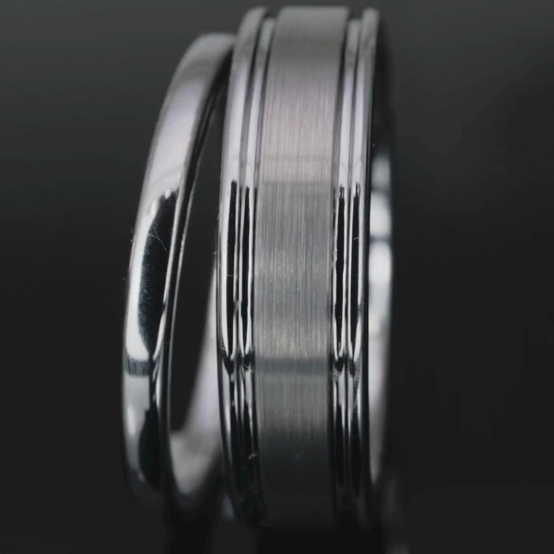 His & Hers Silver Polished Edge Set | 2mm + 6mm