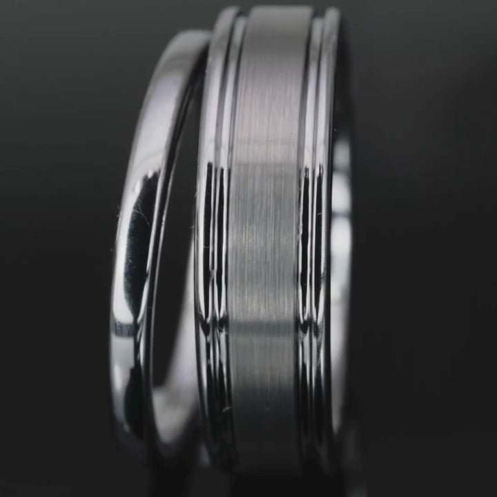 His & Hers Silver Polished Edge Set | 2mm + 6mm