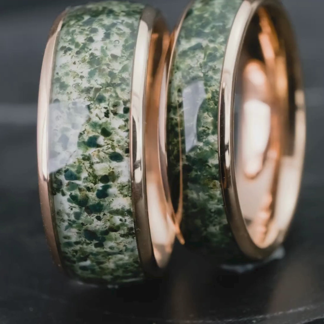 His & Hers Moss Agate Set | 6mm + 8mm