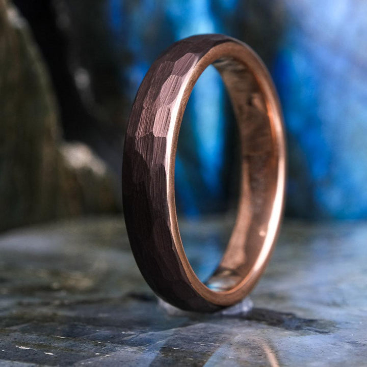 Mocha Brown Hammered / Rose Gold - 4mm