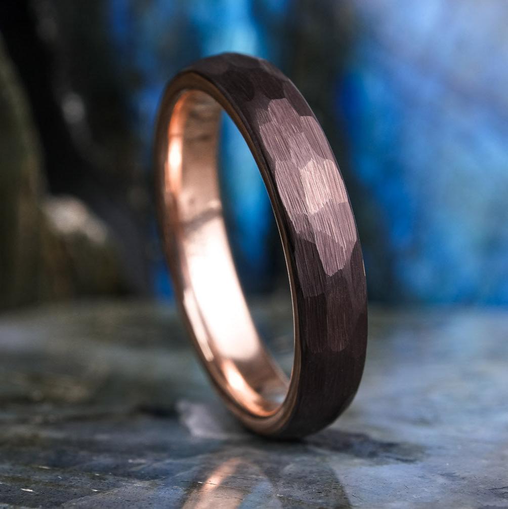 Mocha Brown Hammered / Rose Gold - 4mm