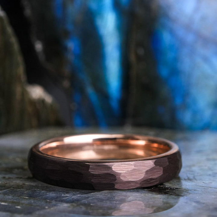 Mocha Brown Hammered / Rose Gold - 4mm