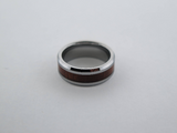 8mm POLISHED Silver* Tungsten Carbide Unisex Band with Koa Wood Inlay