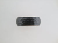 8mm HAMMERED Black Tungsten Carbide Unisex Band With Rose Gold* Interior