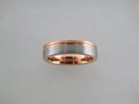 6mm BRUSHED Two-Tone Silver* and Rose Gold* Tungsten Carbide Unisex Band
