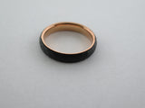 4mm HAMMERED Black Tungsten Carbide Unisex Band With Rose Gold* Interior