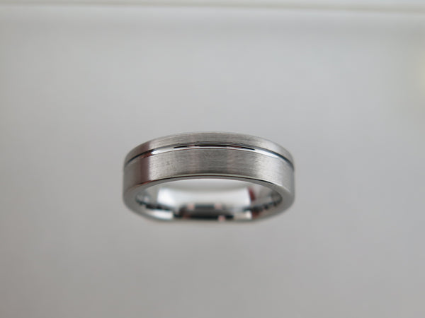 6mm BRUSHED Silver* Tungsten Carbide Unisex Band With Stripe