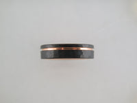 6mm HAMMERED Black Tungsten Carbide Unisex Band With Rose Gold* Stripe & Interior