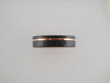 6mm HAMMERED Black Tungsten Carbide Unisex Band With Rose Gold* Stripe & Interior