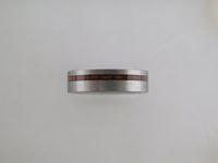 6mm BRUSHED Silver* Tungsten Carbide Unisex Band with KOA Wood Stripe Inlay