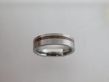 6mm BRUSHED Silver* Tungsten Carbide Unisex Band with KOA Wood Stripe Inlay