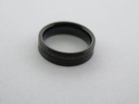6mm BRUSHED Black Tungsten Carbide Unisex Band with KOA Wood Stripe Inlay