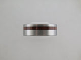 8mm BRUSHED Silver* Tungsten Carbide Unisex Band with KOA Wood Stripe Inlay