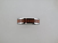 6mm POLISHED Silver* Tungsten Carbide Unisex Band with KOA Wood Inlay