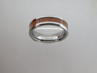6mm POLISHED Silver* Tungsten Carbide Unisex Band with KOA Wood Inlay
