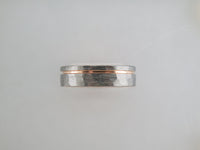 6mm HAMMERED Silver* Tungsten Carbide Unisex Band with Rose Gold* Stripe & Interior