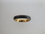 4mm HAMMERED Black Tungsten Carbide Unisex Band With Yellow Gold* Interior