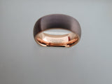 8mm BRUSHED Mocha Brown Tungsten Carbide Unisex Band With Rose Gold* Interior