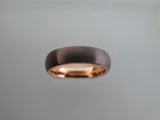 6mm BRUSHED Mocha Brown Tungsten Carbide Unisex Band With Rose Gold* Interior