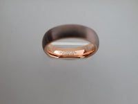 6mm BRUSHED Mocha Brown Tungsten Carbide Unisex Band With Rose Gold* Interior