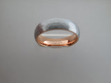 6mm HAMMERED Silver Tungsten Carbide Unisex Band With Rose Gold* Interior