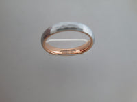 4mm HAMMERED Silver* Tungsten Carbide Unisex Band With Rose Gold* Interior