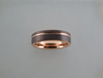 6mm BRUSHED Mocha Brown Tungsten Carbide Unisex Band With Rose Gold* Stripe and Interior