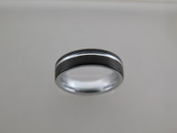 6mm BRUSHED Black Tungsten Carbide Unisex Band with Silver* Stripe & Interior
