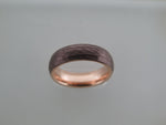 6mm HAMMERED Mocha Brown Tungsten Carbide Unisex Band With Rose Gold* Interior