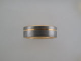 8mm BRUSHED Silver* Tungsten Carbide Unisex Band with Yellow Gold* Stripe and Interior