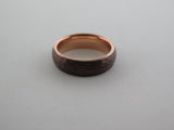 6mm HAMMERED Mocha Brown Tungsten Carbide Unisex Band With Rose Gold* Interior