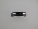 6mm HAMMERED Black Tungsten Carbide Unisex Band with Silver* Stripe & Interior