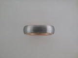 6mm BRUSHED Silver* Tungsten Carbide Unisex Band With Rose Gold* Interior