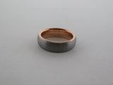 6mm BRUSHED Silver* Tungsten Carbide Unisex Band With Rose Gold* Interior
