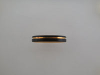 4mm BRUSHED Black Tungsten Carbide Unisex Band With Yellow Gold* Stripe & Interior