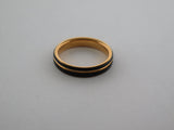4mm BRUSHED Black Tungsten Carbide Unisex Band With Yellow Gold* Stripe & Interior