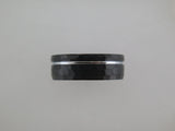 8mm HAMMERED Black Tungsten Carbide Unisex Band with Silver* Stripe & Interior
